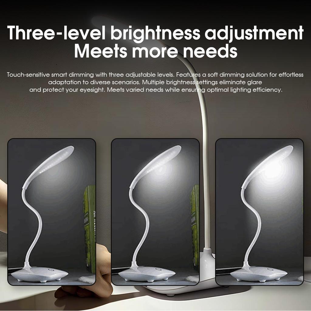 1PC Touch LED Desk Lamp Bedside Reading Lamp Dimmable Warm White Light with Flexible Gooseneck Portable Eye Protection