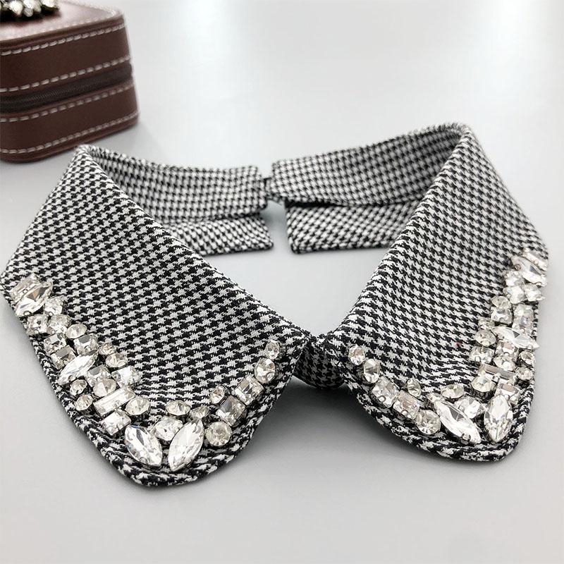 Beading Fake Collar Women Elegant Diamond Detachable Collars for Woman False Shawl Shoulder Wrap Lapel False Collars Woman Tie