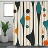 Black Beige Teal Printed Shower Curtain Abstract Geometric Fluid Shape Modern For Bathroom Decor
