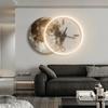 Украшение гостиной Картина Луна Светодиодные настенные часы Домашний декор Фон Бесшумные часы Спальня Декоративные подарки
