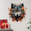 Thanksgiving Maple Leaf Wolf Head Stickers Self Adhesive Wall Decoration for Bedroom Door Bedhead Background Home Decore