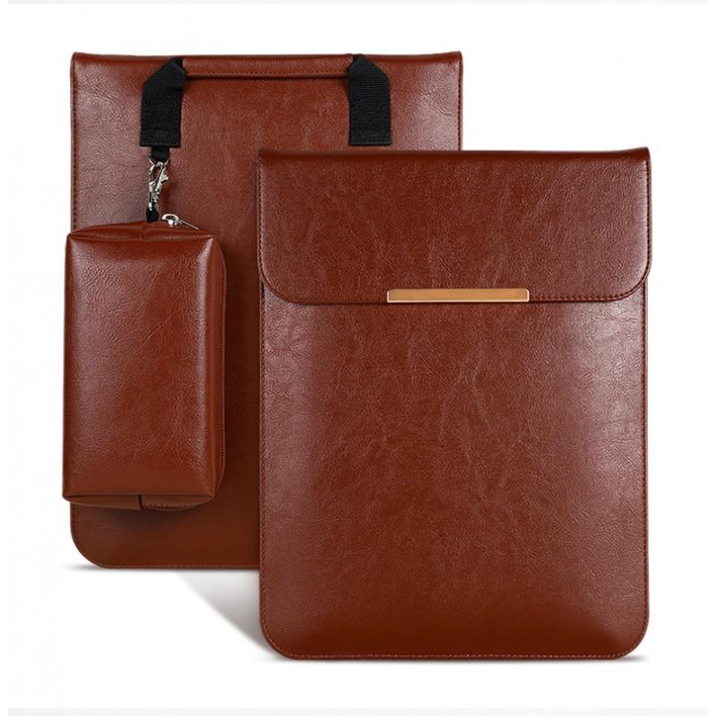 Slim Leather-Style Laptop Sleeve Case Surface Pro 8 7 Go 3 13.3 Inch Tablet Handheld Carry Bag Brown Black Coffee