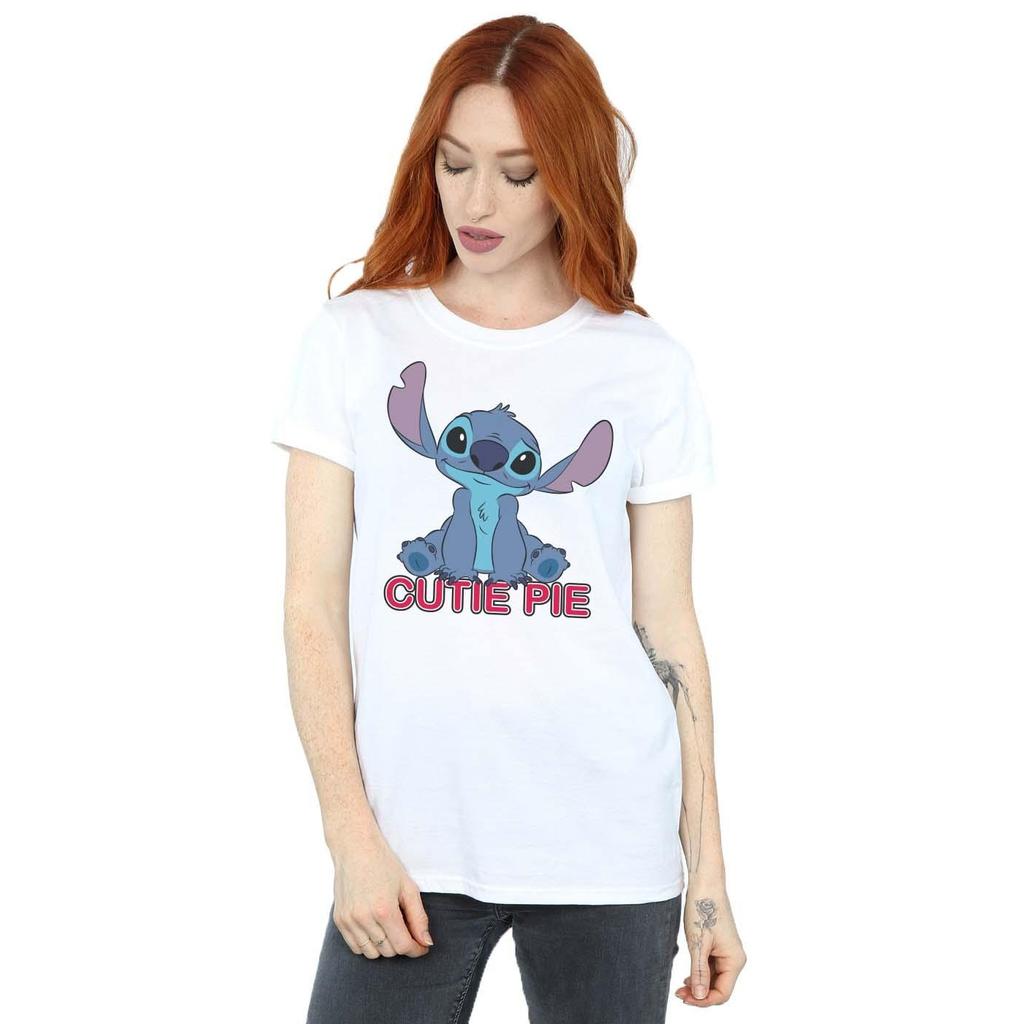 Disney Womens/Ladies Lilo And Stitch Stitch Cutie Pie Cotton Boyfriend T-Shirt