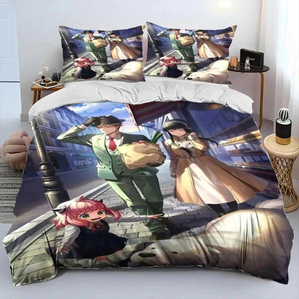 3D аниме SPY×FAMILY Anya комплект постельного белья, пододеяльник, одеяло, комплект постельного белья, наволочка, размер King Queen Twin для мальчиков и девочек взрослых