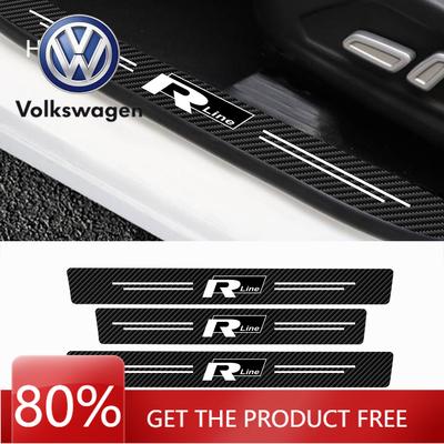 Для VOLKSWAGEN VW 4 шт./комплект Накладки на пороги автомобиля из углеродного волокна и ПУ кожи Пороги Защитные пластины от царапин Наклейки-бамперы для VW R