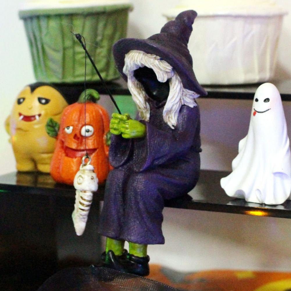 Halloween Witch Fishing Resin Crafts Ornaments