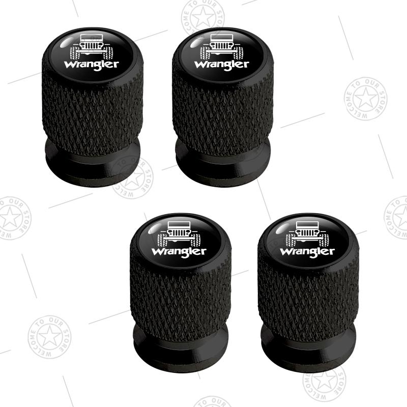 4pcs For Jeep Wrangler Renegade Cherokee Off-Road Vehicle SUV Logo Car Wheel Tire Valve Caps Air Stem Aluminum Accessories ANS1