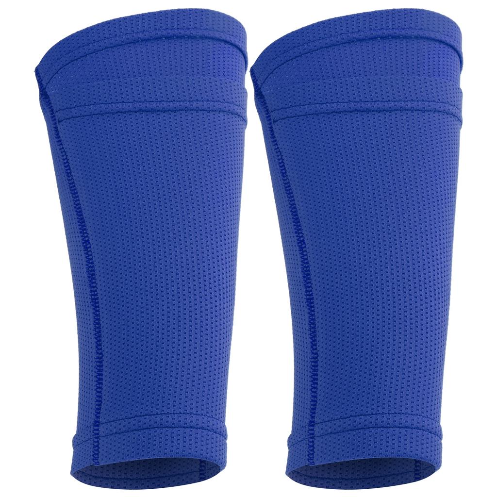 1 Pair Soccer Shin Guard Socks Double Layer Shin Pad Sleeves for Football Training BlueYouth / M