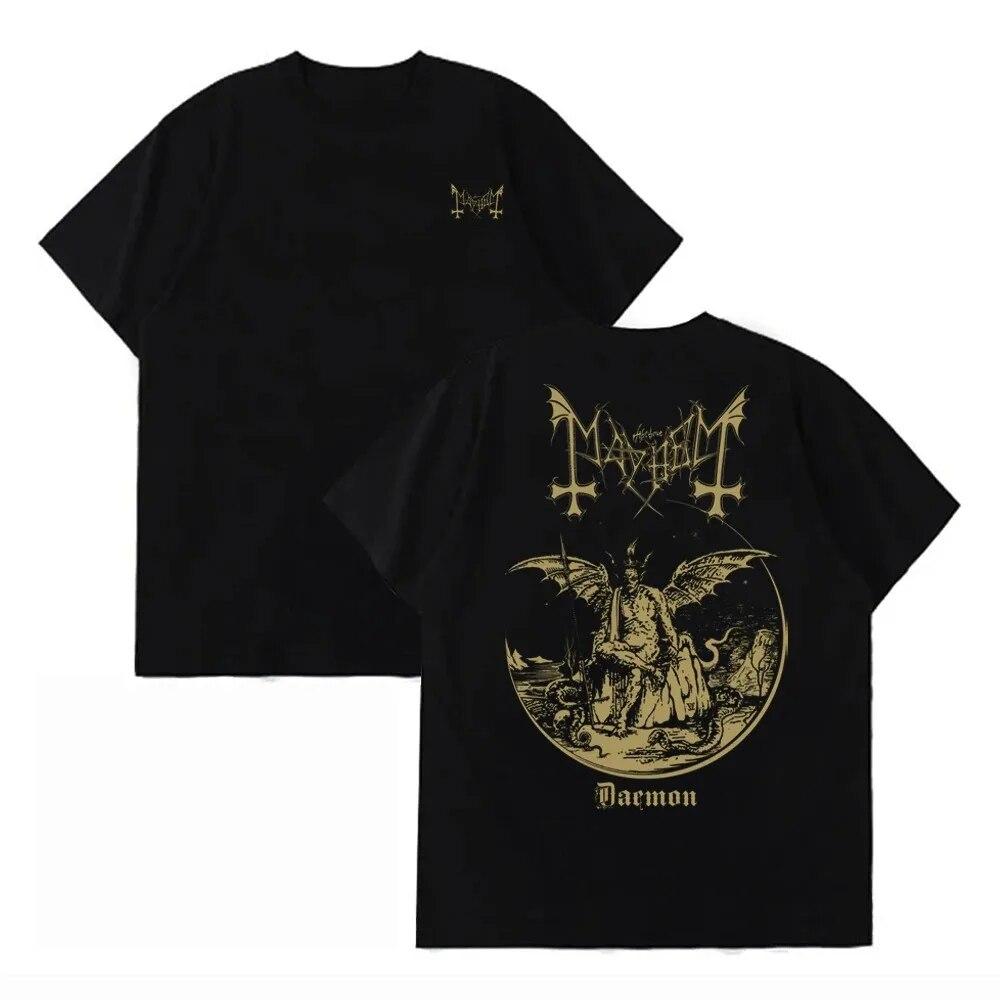 Harajuku модная черная металлическая группа Mayhem двусторонние футболки с принтом унисекс женские хлопковые футболки с короткими рукавами уличная одежда больших размеров унисекс