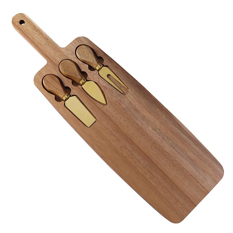 Wood Cheese Board Set with Cheese Knives, Multi-purpose Wooden Cutting Board for Steak & Cheese