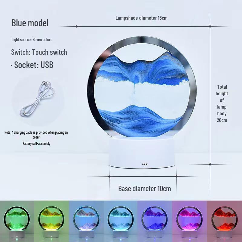 Ночной светильник в виде песочных часов: Лампа с картиной из зыбучего песка для украшения спальни и прикроватной тумбочки, идеальный уникальный подарок на день рождения лучшей подруги.