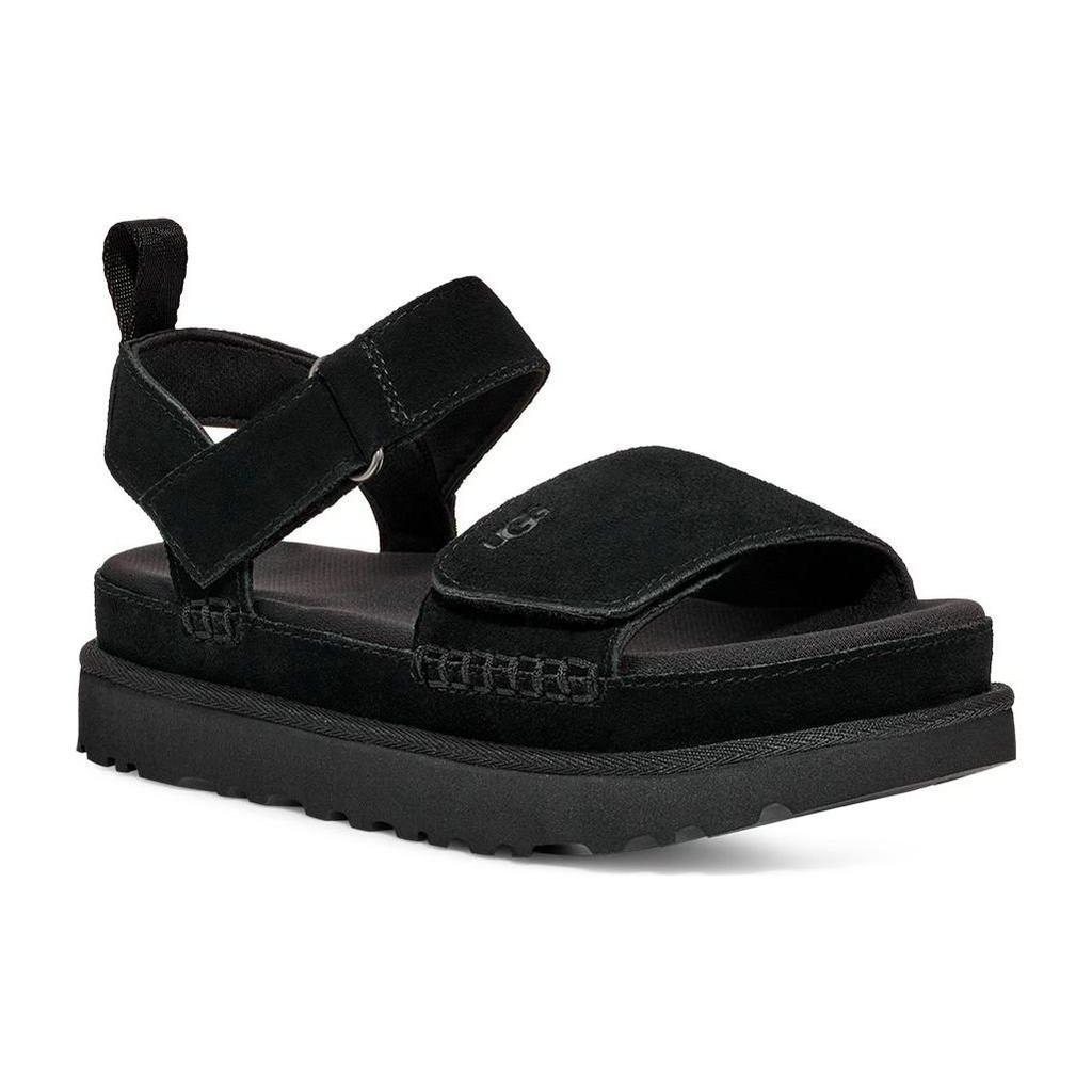 UGG Goldenstar Коровья Разделенная Кожа Стильная Сандалия Женская Черная 1136783-BLK