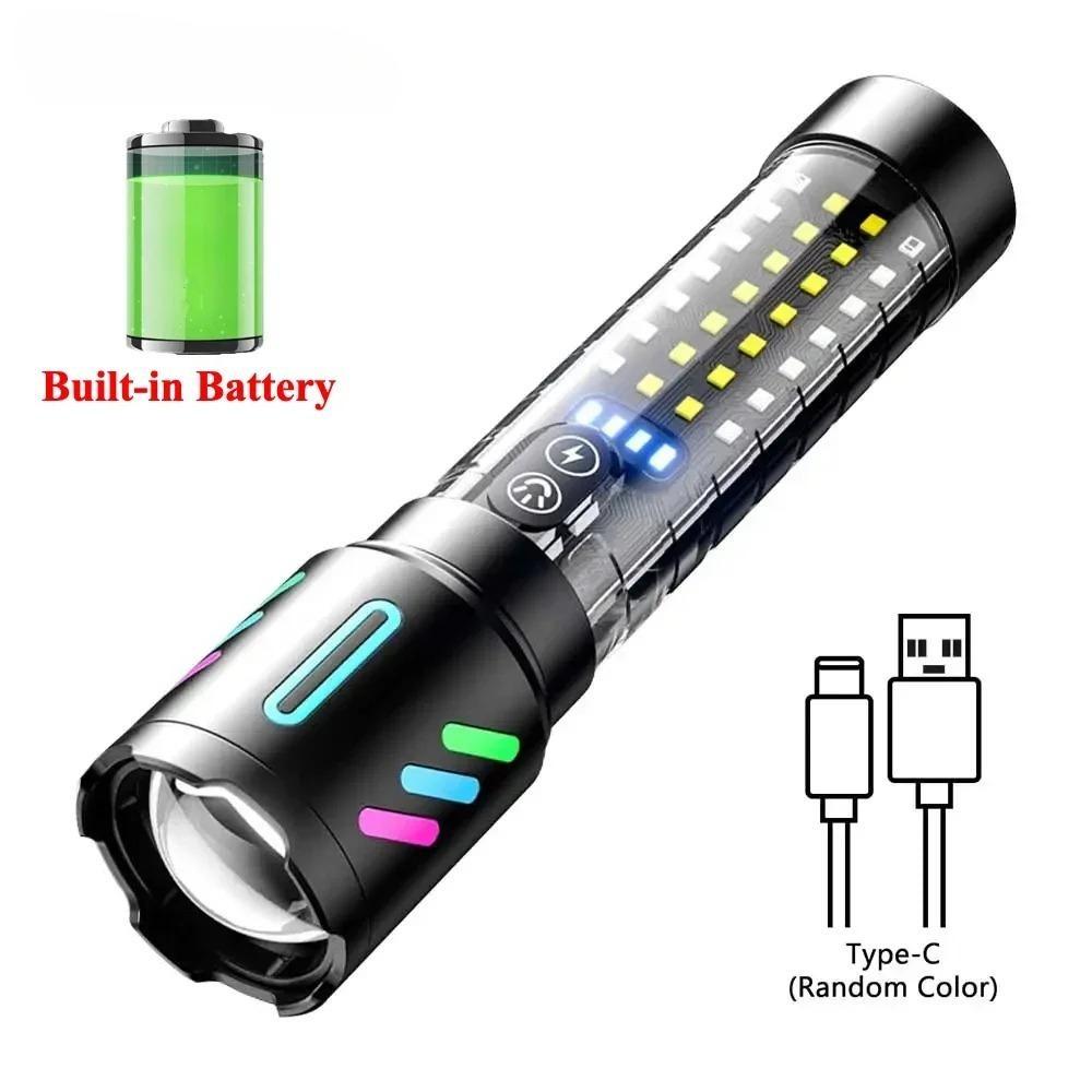 Высокомощный светодиодный фонарик с зарядкой от USB, COB-фонарь, самый мощный тактический фонарь для кемпинга на открытом воздухе