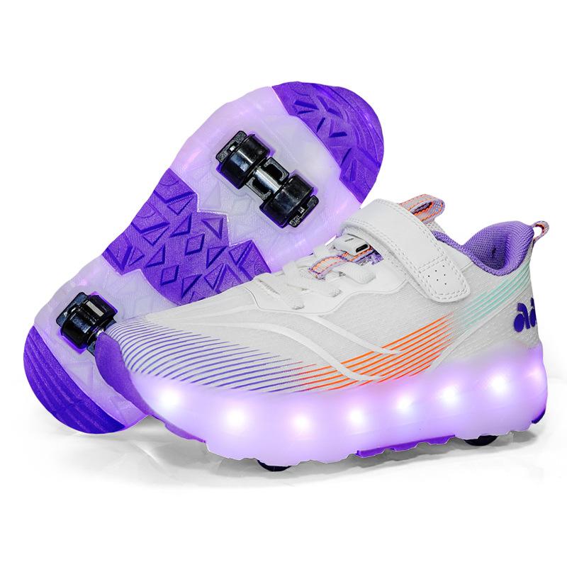 Самоходные роликовые коньки, четырехколесная студенческая версия с колесами, обувь, детские роликовые коньки, выдвижные двухколесные кроссовки на липучках