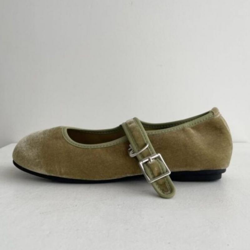 New Arrivals Open Run Women Mary Jane Velvet Flat Buckle