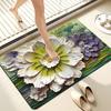 3D Floral Floor Mat Absorbent Diatomaceous Mud Rug Non-Slip Bathroom Entrance Carpet Quick Drying Mat for Living Room Kitchen