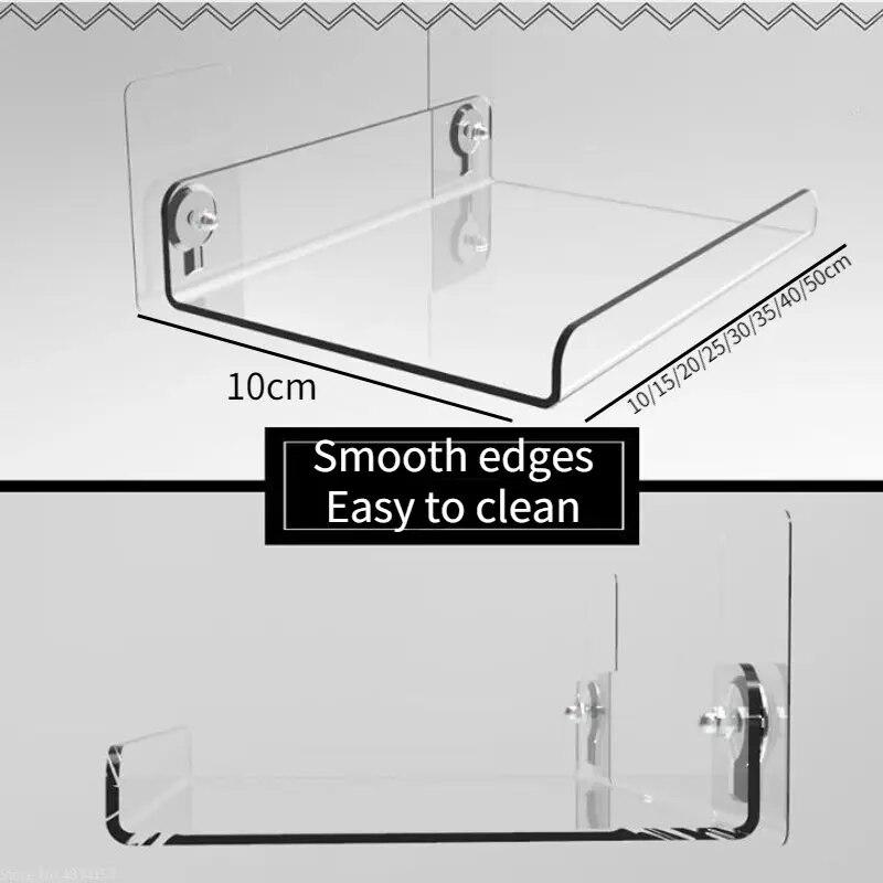 Настенная полка для ванной комнаты, акриловая, без сверления, прозрачная полка для унитаза, подвесная перегородка, без перфорированного держателя, кухонные полки