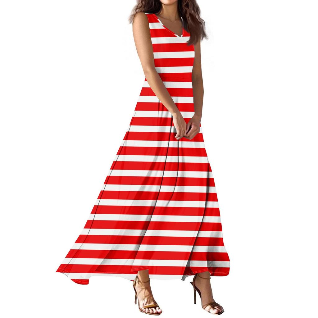 Женское летнее повседневное модное платье с принтом, платье без рукавов с V-образным вырезом