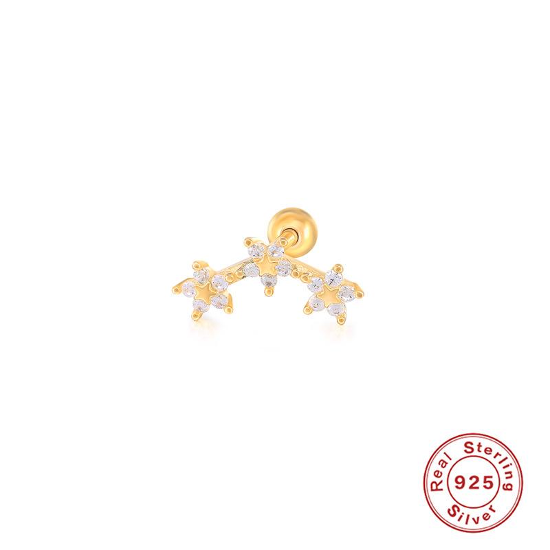 Пирсинг S925 Стерлинговое Серебро Штанга для Пирсинга Кости Уха Серьга-Гвоздик Серьга-Гвоздик Циркон Украшение для Тела Серьга для Уха Цветок Снежинка Серьга-Гвоздик