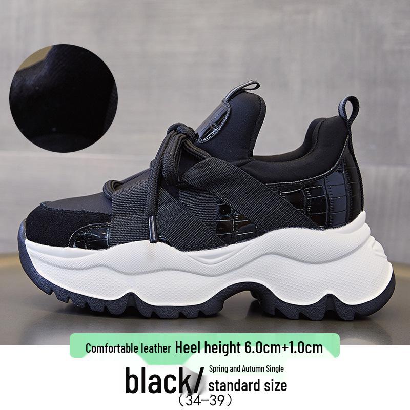 Женские кроссовки Dad Sneakers осень 2024 года: Повседневная обувь на платформе, толстой подошве, универсальная, увеличивающая рост