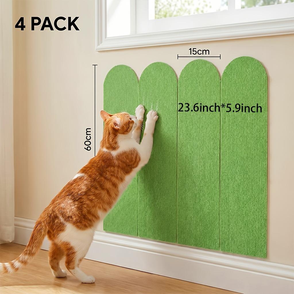 4Pcs 15x60cmSelf-Adhesive Cat Scratching Board, Thickened Ribbed Texture Cat Furniture Protector for Bedside, Cabinet & Sofa