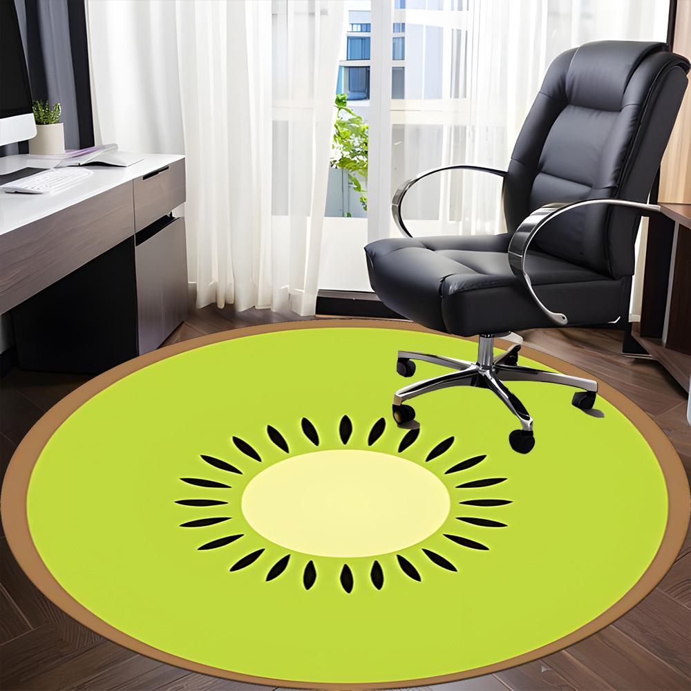 1PC Kiwi Slice Office Round Area Rug, Mat Suitable For Office, Under Office Chairs Bedroom Living Room Home Decor, Room Deco
