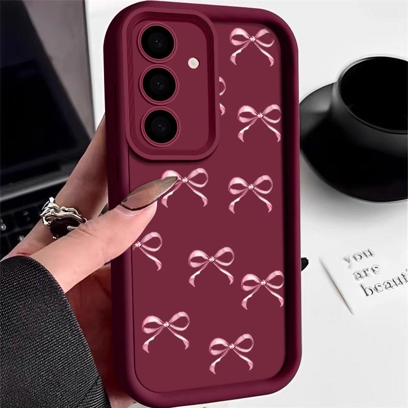 Чехол для телефона с узором в виде банта для Samsung S25 S24 S26 FE S23 S22 Ultra A56 A36 A16 A26 A55 A15 A35 A25 A54 A17 A27 A37 A57 A18 Ударопрочный бампер