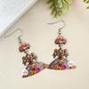 And Halloween Flower Skull Pattern Women Earrings For Festival Celebration