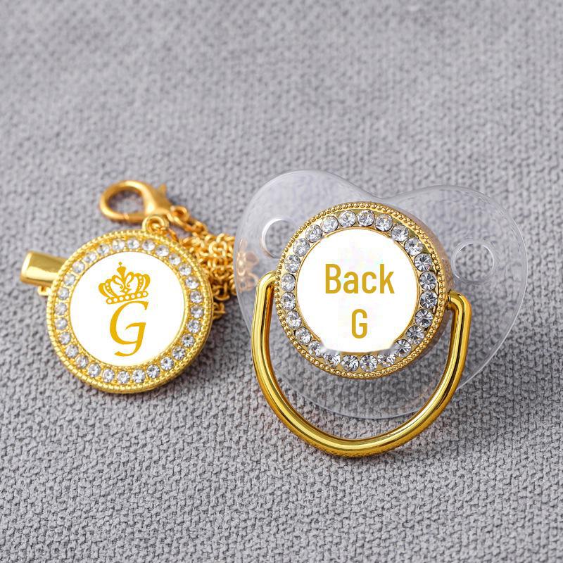 Популярная прозрачная пустышка Baby Gold Crown с бриллиантовыми вставками