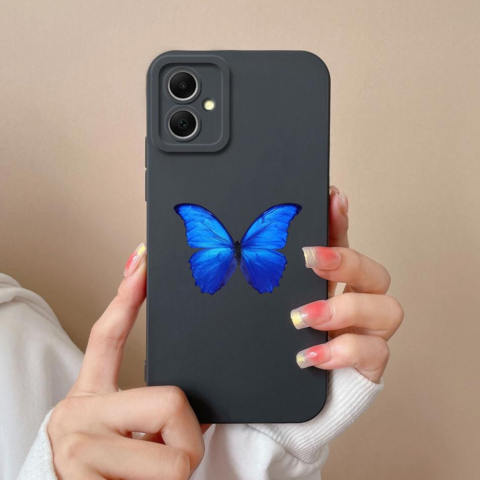 Чехол для телефона Samsung Galaxy A06 Сердце-Бабочка Funda Для Samsung A 06 Задняя крышка Защита камеры Жидкий силиконовый бампер
