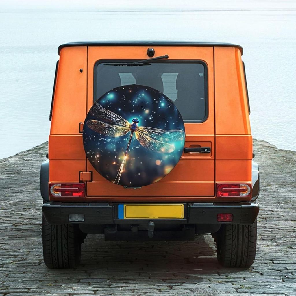 Dreamy Dragonfly Spare Tire Cover Waterproof Polyester Universal Fit for SUV Truck Trailer
