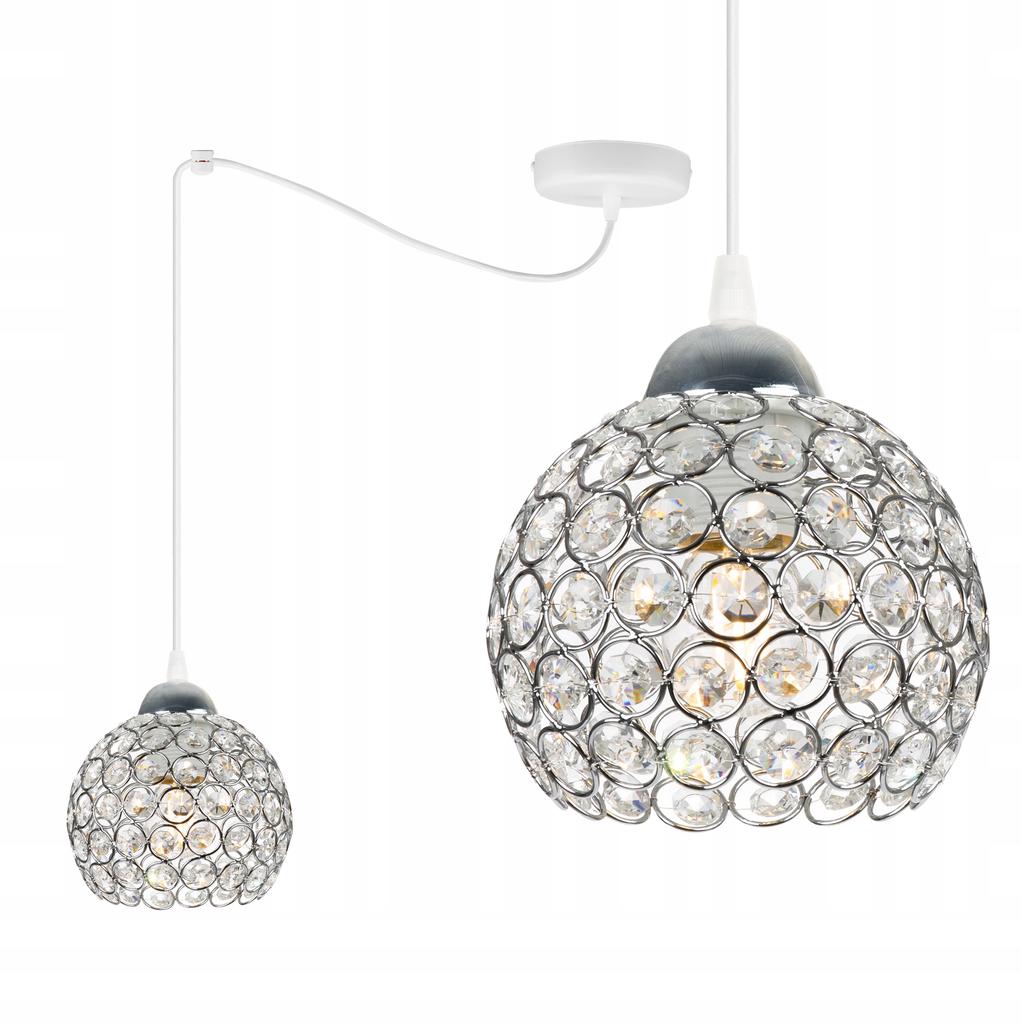 CHROME SPIDER HANGING LAMP, CRYSTAL CEILING