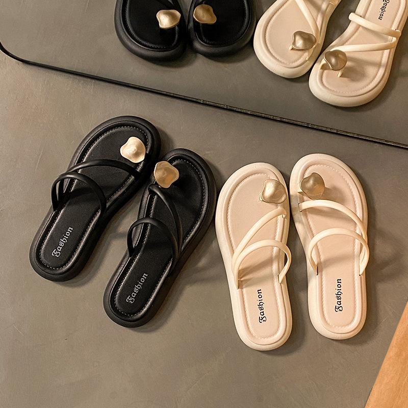 Шлепанцы Женские Прочные и Нескользящие Туфли на Плоской Подошве Пляжная Обувь