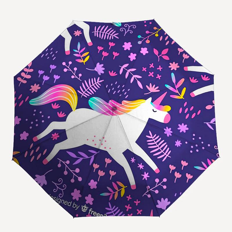 1pc Unicorn Fantasy Floral Pattern Umbrella with Plastic Handle,Suitable for All Seasons UmbrellaPT584