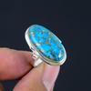 Синий медный бирюзовый драгоценный камень, твердое серебро 925 пробы, овальное кольцо ручной работы с драгоценным камнем, ювелирное изделие, подарок для женщин и девочек