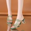 Женские сандалии, лето 2024, женские туфли со стразами на толстом высоком каблуке, повседневные тапочки с полыми носками, пляжная обувь, женские сандалии Sandalias De Mujer