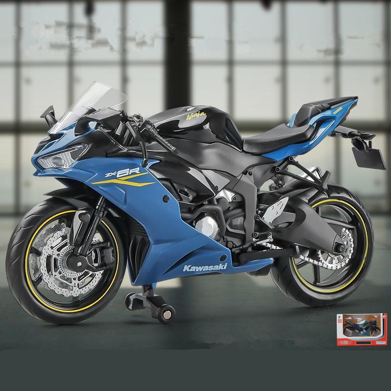 1/12 Kawasaki Ninja ZX-6R Модель мотоцикла для кросс-кантри Симуляция Металлическая модель уличного гоночного мотоцикла Коллекция Детские подарки