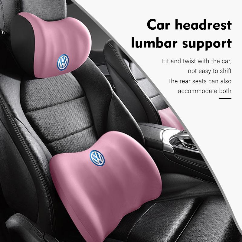 LEG1 Car Seat Headrest Lumbar Cushion Waist Protector Neck Pillow For Volkswagen VW Scirocco Jetta Beetle Golf 4 5 6 Passat Polo B5