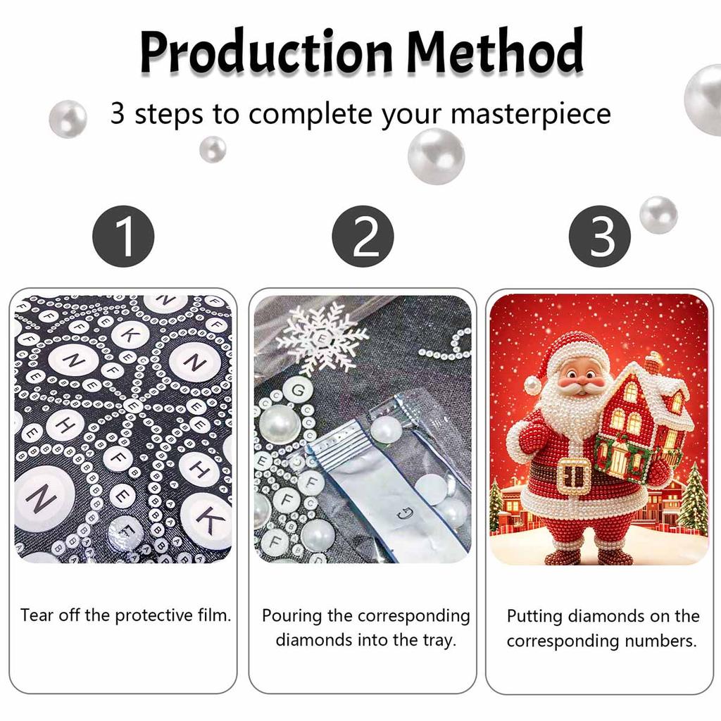 Christmas pearl painting art painting kit Santa Claus holding gingerbread house handmade diy home decoration painting