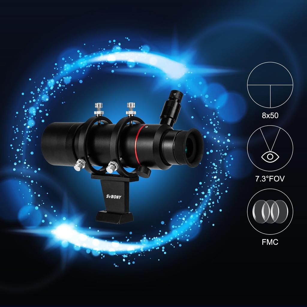 Svbony Телескоп-искатель SV208 8x50 мм, искатель со светодиодной подсветкой, искатель прямого изображения, аксессуары для астрономических телескопов FMC