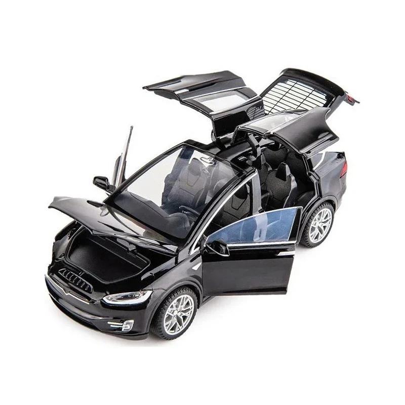 1/32 Tesla Cybertruck Pickup Model S Model X Model Y Toy Car Diecast Metal Off Road Collection Pull Back Sound Light Gift Boy