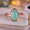 Vintage Oval Shaped Green Pink Stone Rings for Women Antique Gold Color Wedding Bands Jewelry