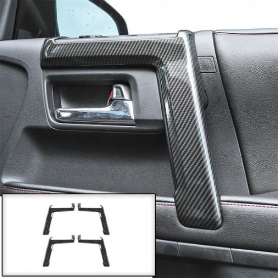 4PCS Interior Door Armrest Handle Trim Strips For 4runner 2010- Carbon Fiber