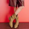 Vintage Pointed Toe Women Western Cowgirl Boots Fashion Slip On Shoes Autumn Winter Square Heel Ladies Mid Calf Booties