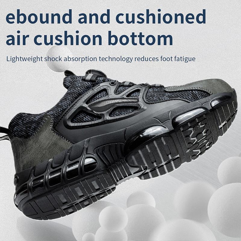 Rotating Button Safety Shoes Men Steel Toe Sneaker Air Cushion Working Footwear Man Puncture Proof Work Safety Boots Protective Shoes