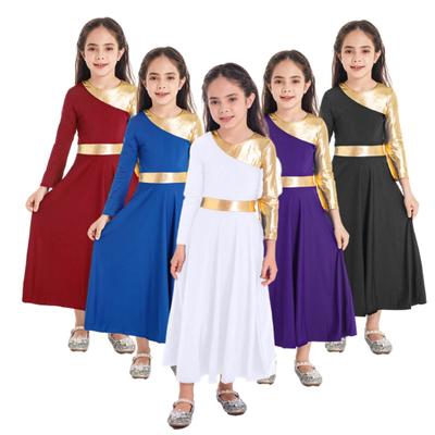Детское литургическое танцевальное платье для девочек с расклешенным низом и длинными рукавами, лирические платья, костюм для поклонения, церковь