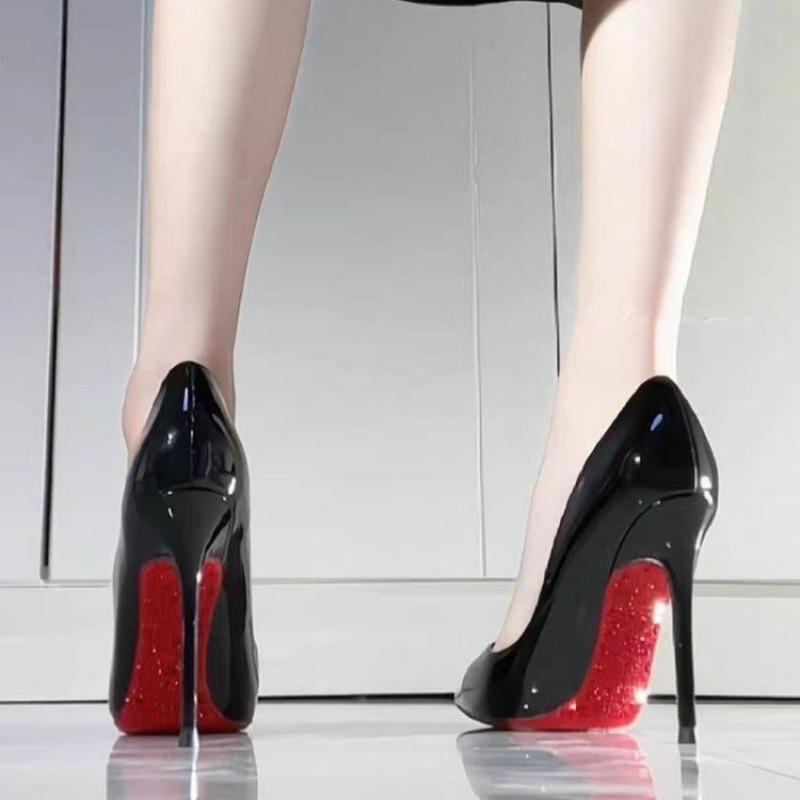 High Heel Pointed Toe Stiletto Heel Red Sole Fashion Women's Shoes Shallow Mouth Super High Heel 10cm Women's Shoes Lolita Shoes