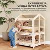 3-Level Wooden Hamster Cage with Water Bottles, Houses, Rocking Toys, Removable Tray and Hinged Lids - Natural