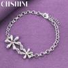 CHSHINE 925 Sterling Silver Double Flower Bracelet For Women Wedding Party Charm Jewelry
