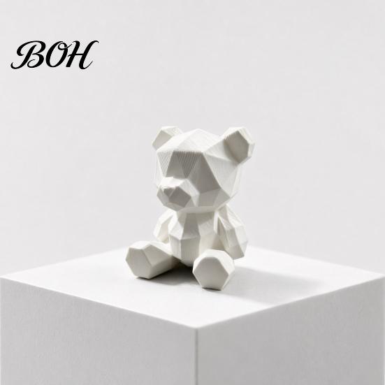 DIY Paintable Ornaments Polygon Bear Statue, Hand-Paint 3D Printed Ornament, Poly Geometric Customizable Art Decoration Nordic Style Sculpture,